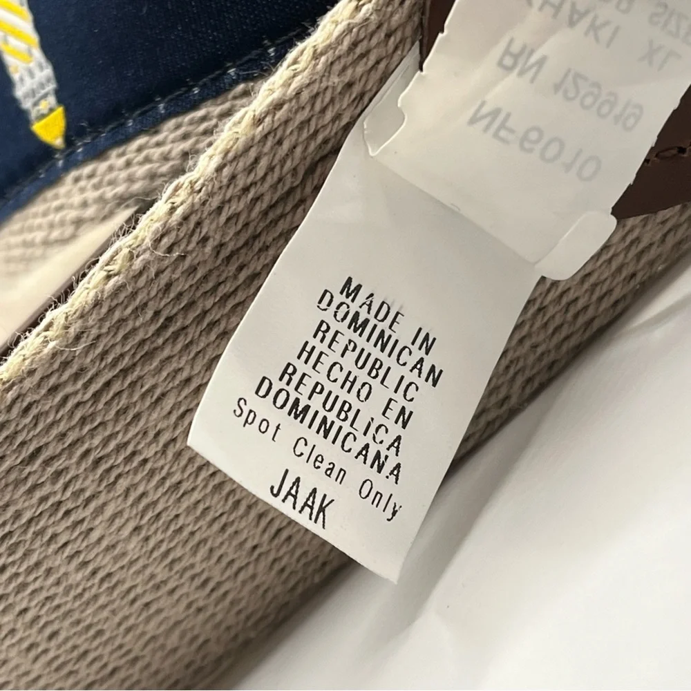 NEW Crown & Ivy JAAK‎ Khaki Canvas Belt Navy Lighthouse Embroidery XL NWT 42-44